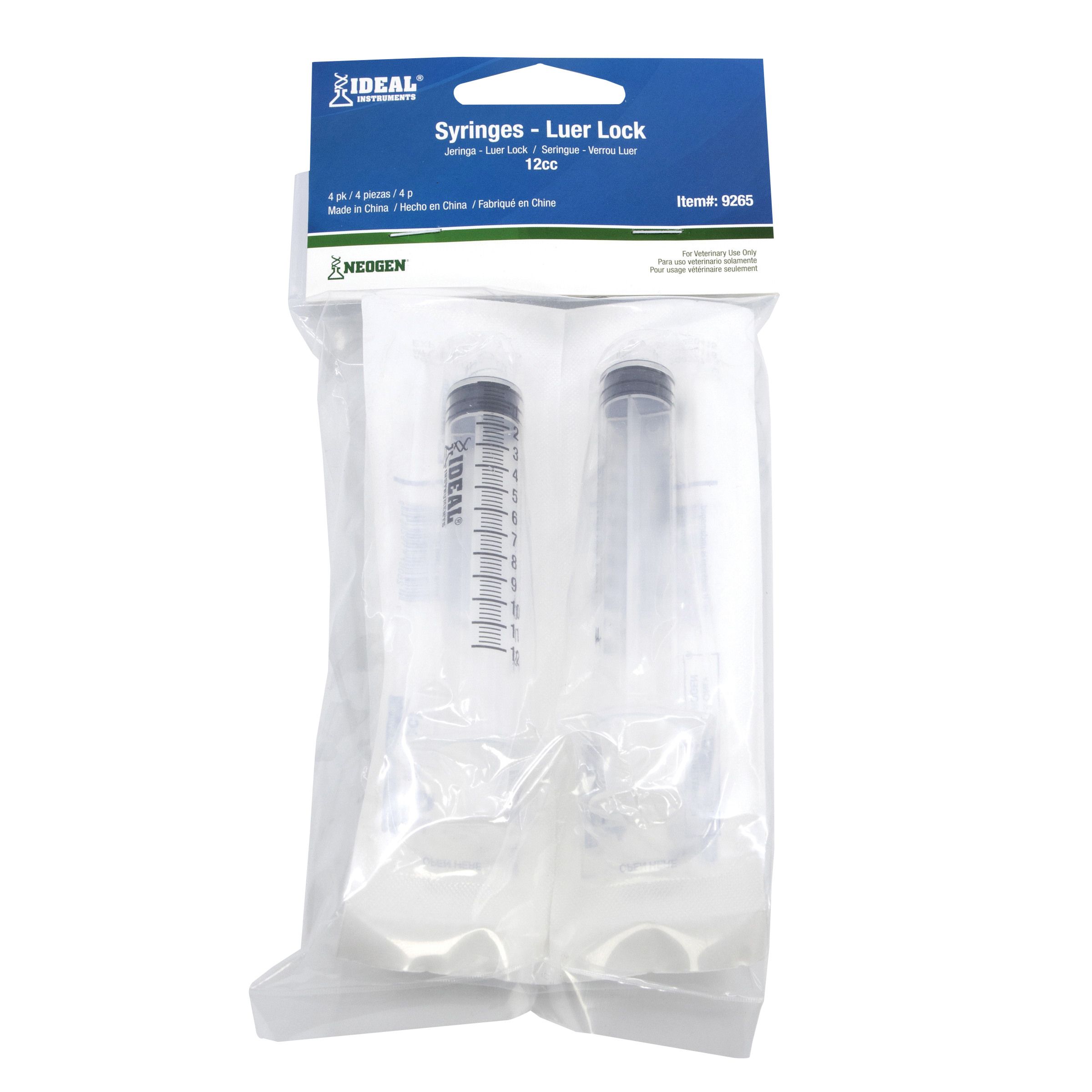 Neogen 9268 Luer Lock Syringe, 60 cc, Polypropylene, Clear