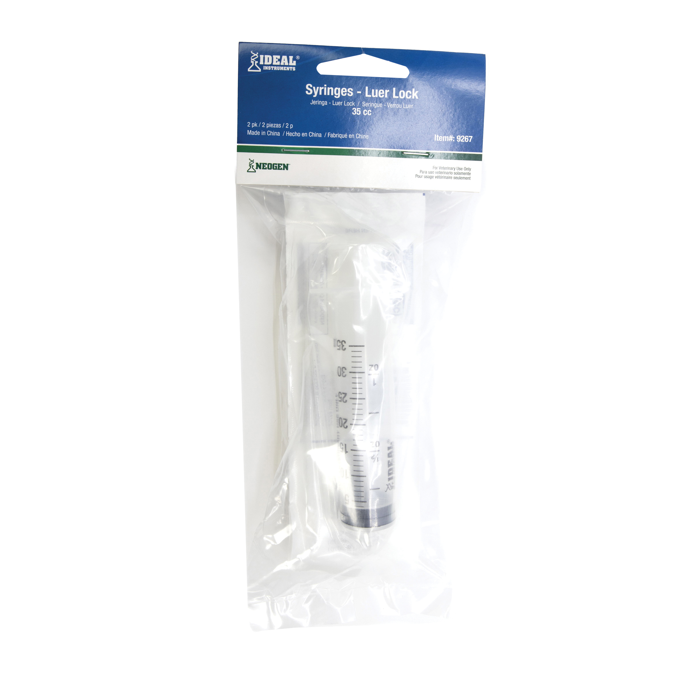 Neogen 9267 Luer Lock Syringe, 35 cc, Polypropylene, Clear