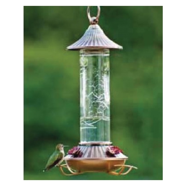 Audubon NA35240 Bird Feeder, 14 oz, Nectar, 4-Port/Perch, Glass, Clear, 13 in H
