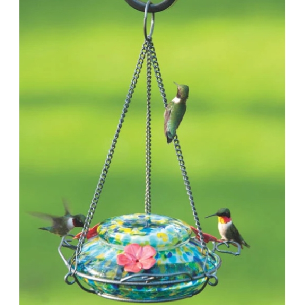 Hummingbird Feeder, Nature's Way, 18 oz Nectar Capacity, 3-Port/Perch, Glass, Green, 2-1/2 in H - 2