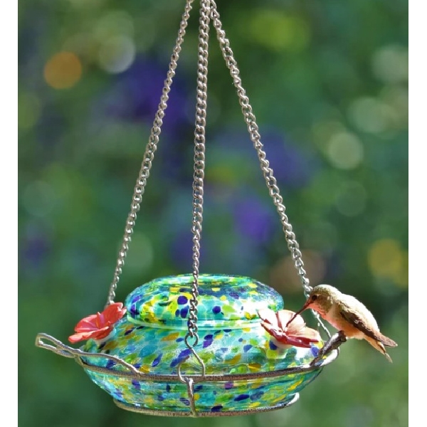Hummingbird Feeder, Nature's Way, 18 oz Nectar Capacity, 3-Port/Perch, Glass, Green, 2-1/2 in H - 3
