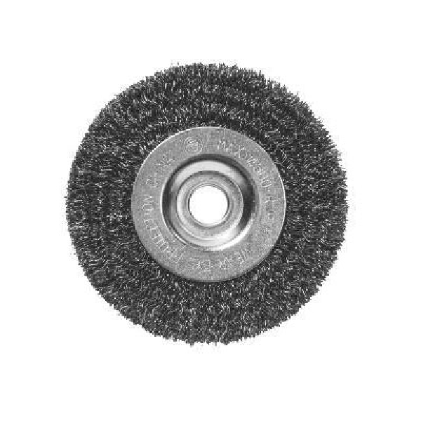 Century Drill & Tool 76851 Crimped Bench Grinder Wire Wheel, 5 in Dia, 1/2, 5/8 in Arbor, Coarse - 1