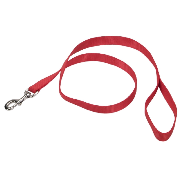 00906 B RED06 Dog Leash, 6 ft L, 1 in W, Nylon Line, Red, Fastening Method: Bolt, L Breed