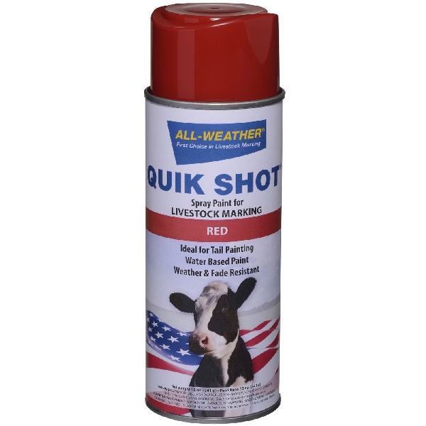 All-Weather Quik Shot 61191 Livestock Marker Paint, Red, 16 oz, Aerosol Can