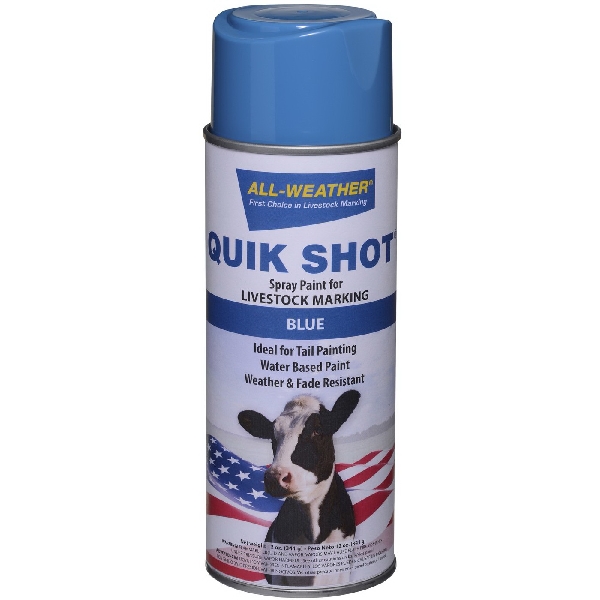 All-Weather Quik Shot 61193 Livestock Marker Paint, Blue, 16 oz, Aerosol Can