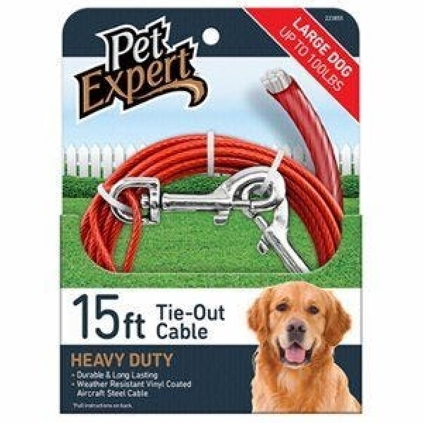 Westminster Pet Expert 223855 Tie-Out Cable, Heavyweight, Swivel Snap End, 15 ft L Belt/Cable, Galvanized Steel
