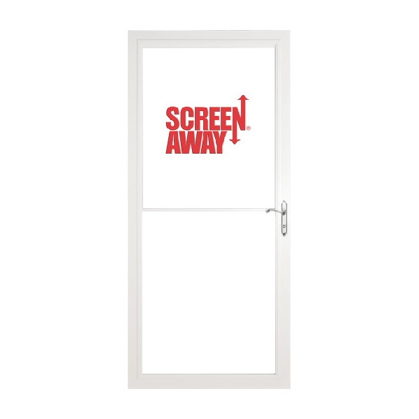 Screen Away 356-52-WHT Storm Door, 32 in W Opening, 81 in H Opening, Aluminum Frame, White