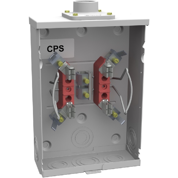 U7487-YL-KK-CPSB Meter Socket, 1-Phase, 125 A, 600 VAC, 4-Jaw, Overhead, Underground Cable Entry, Surface