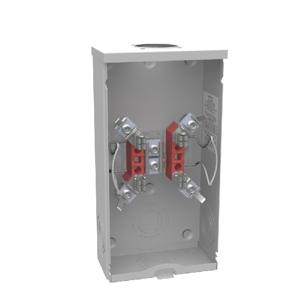 U7021-RL-TG Meter Socket, 1-Phase, 200 A, 600 VAC, 4-Jaw, 1-Socket, Overhead Cable Entry, NEMA 3R Enclosure