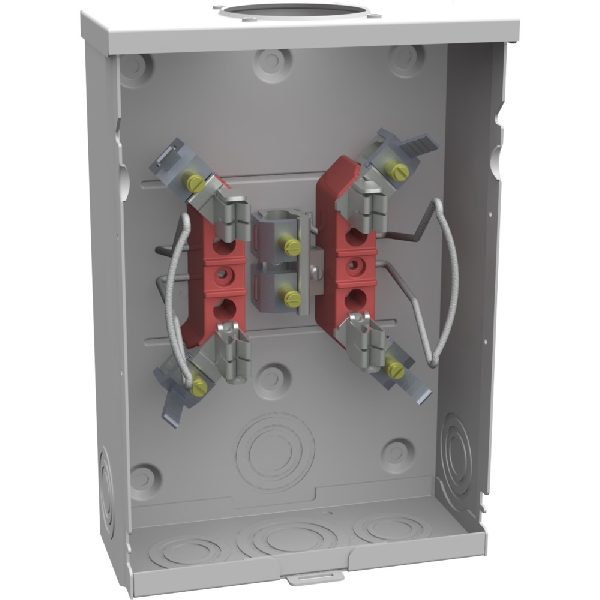 U7487-RL-TG-KK Meter Socket, 1-Phase, 125 A, 600 VAC, 4-Jaw, Overhead, Underground Cable Entry, Surface