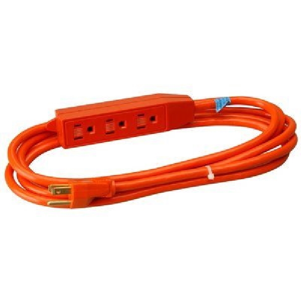04003ME Extension Cord, 16/3 AWG Cable, 3-Outlet, 3 ft L, 13 A, 125 V, Orange