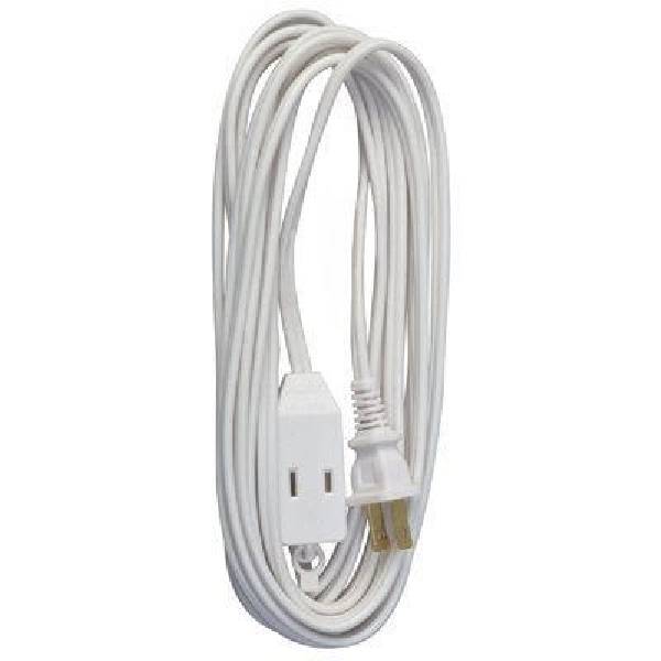 09415ME Extension Cord, 16/2 AWG Cable, 20 ft L, 13 A, 125 V, White