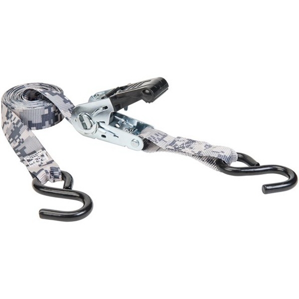 43509 Tie-Down, 1 in W, 12 ft L, Digital Grey Camo, 500 lb, Compact S-Hook End Fitting