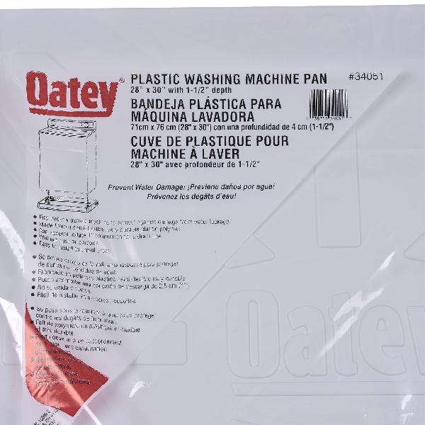 Washing Machine Pan, Oatey, Plastic, White, 30in x 28in - 2