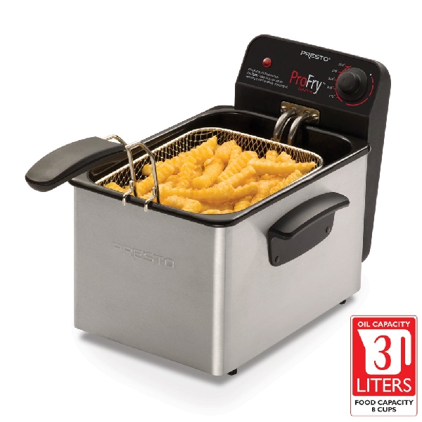 ProFry Series 05461 Electric Deep Fryer, 8 Cup Food, 2.8 L Oil Capacity, 1800 W, Adjustable Thermostat Control