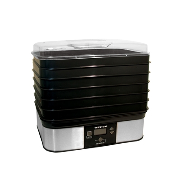 Weston 75-0401-W Digital Food Dehydrator, 500 W, 6-Tray, ABS, Black, 13-1/2 in W x 10-1/2 in D x 11 in H Tray