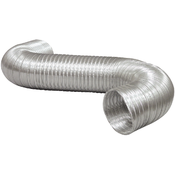 A048/9 Semi-Rigid Flexible Air Duct Non-Crimped, 8 ft L, Aluminum, Silver