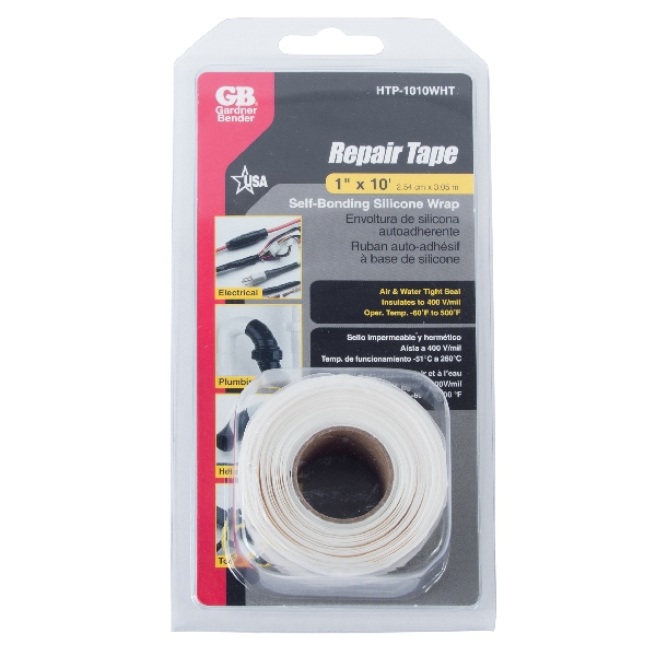 GB HTP-1010WHT Repair Tape, 10 ft L, 1 in W, Silicone Backing, White - 5