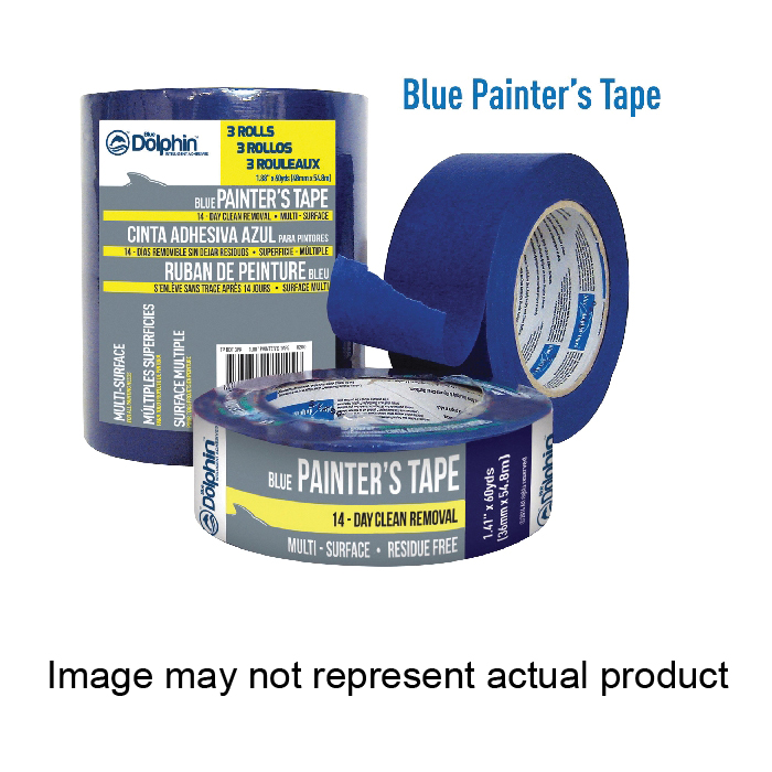 Blue Dolphin TPBDT0100 Painter's Tape, 60 yd L, 0.94 in W, Crepe Paper Backing, Blue - 1