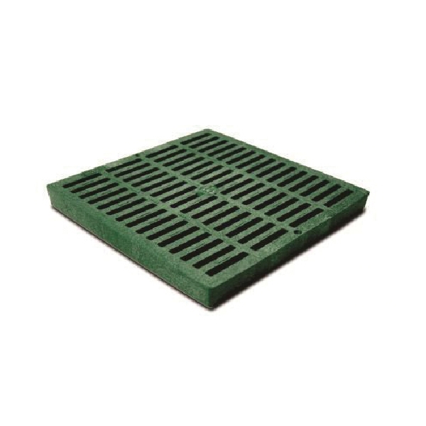 1212 Drop-In Grate, 11-3/4 in L, 11-3/4 in W, Square, 3/8 in Grate Opening, HDPE, Green