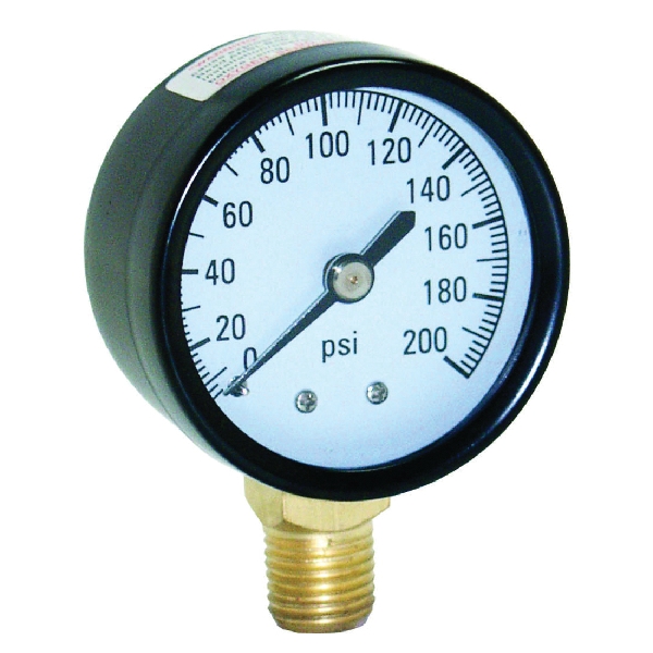 M2002-4L-RM Pressure Gauge, 1/4 in Connection, Steel Gauge Case, 0 to 200 psi, Bottom Connection