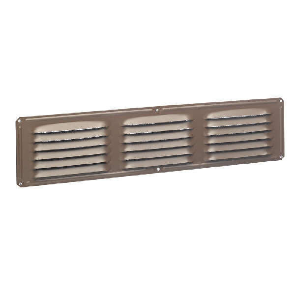 84228 Undereave Vent, 16 in L, 4 in W, 28 sq-in Net Free Ventilating Area, Aluminum, Brown