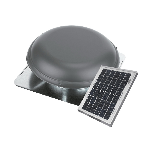 53510 Solar Attic Fan, 800 cfm Air, 1200 sq-ft Attic, Steel, Weatherwood, Battery Included: No