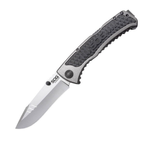 SOG SideSwipe SW1011-CP Folding Knife, 3.4 in L Blade, Stainless Steel Blade, Gray Handle - 3