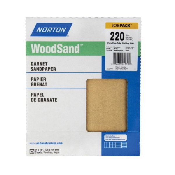 WoodSand 07660747980 Abrasive Sheet, 11 in L, 9 in W, Fine, 150 Grit, Garnet Abrasive, Paper Backing