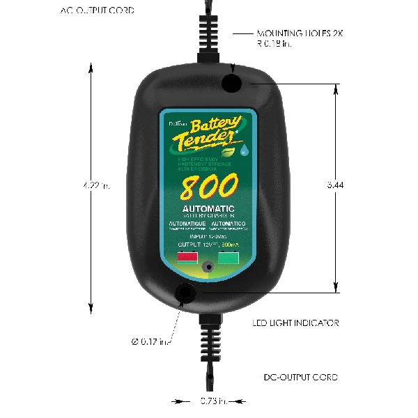 Battery Charger, Battery Tender, 12 V Output, 800 mA Charge - 5