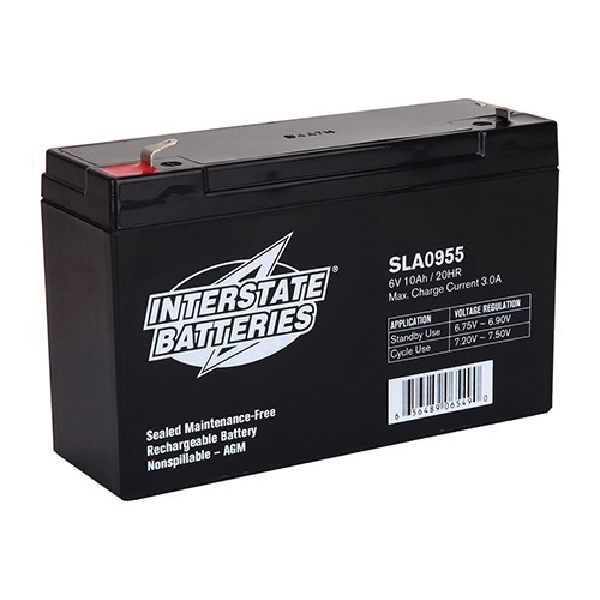 Interstate Batteries SLA0955 Battery, 6 V Battery, 10 Ah, AGM