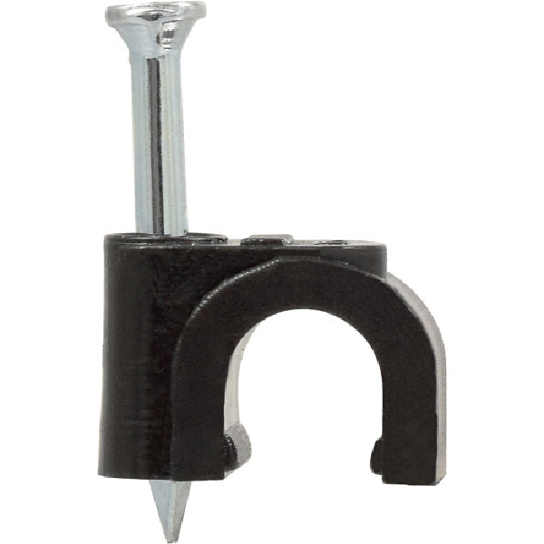 Nail Wire Clip Black, Hillman, Fits 6mm Diameter RG-6 & RG-59 Coaxial Cables - 2