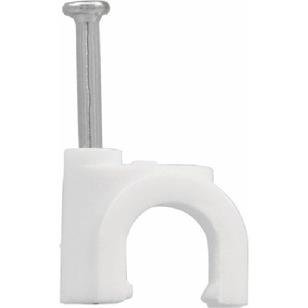 Nail Wire Clip White, Hillman, Fits 8mm Diameter RG-6 Double Shielded Coaxial Cable - 2