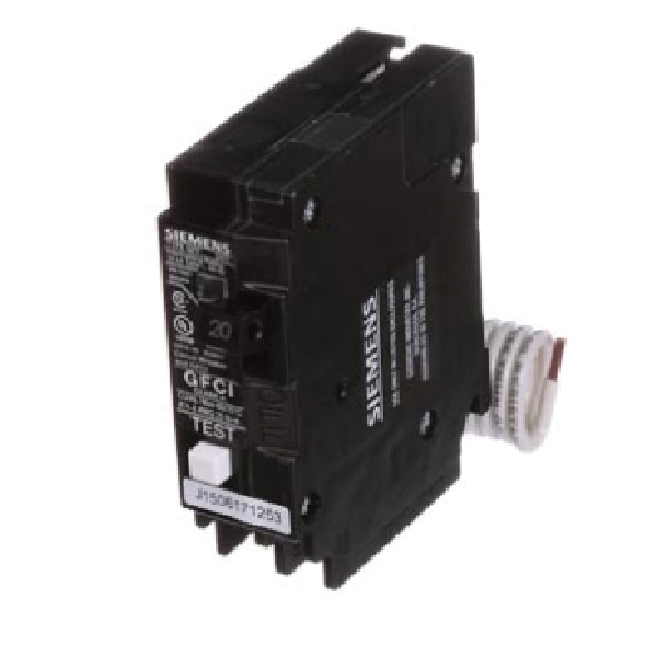 QF120A Circuit Breaker, GFCI, Type QPF, 20 A, 1 -Pole, 120 V, Plug Mounting