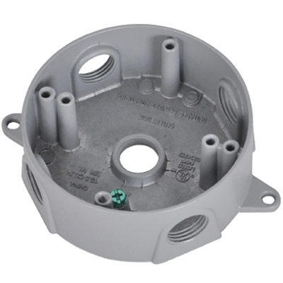 Master Electrician BRD-4 Outlet Box, Gray, 1/2 in, 5-Knockout