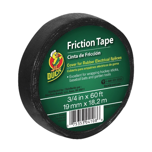 50-30983 Friction Tape, 60 ft L, 3/4 in W, Cotton Backing, Black