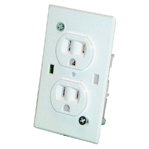 US Hardware E-162C Duplex Receptacle, 15 A, 125 V, White