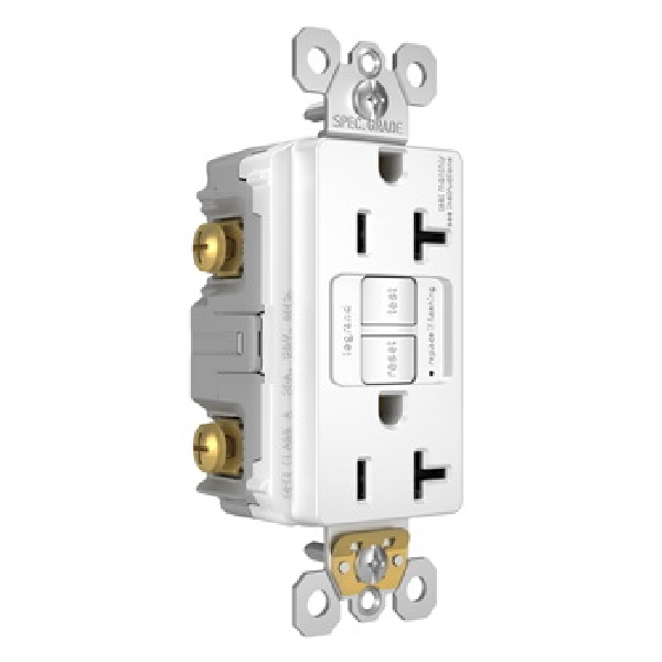 Radiant GFCI Receptacle, Pass & Seymour, 125 VAC, 20 A, NEMA: NEMA 5-20R, Back and Side Wiring, White - 4