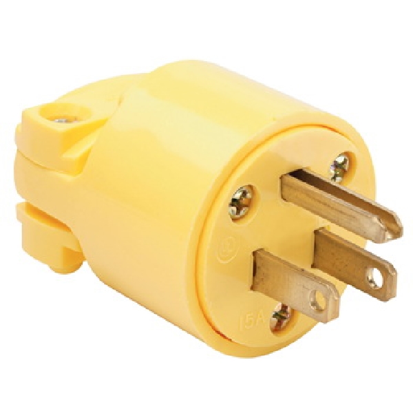 Pass & Seymour 4867YCC10 Electrical Plug, 2 -Pole, 15 A, 125 V, NEMA: NEMA 5-15P, Yellow