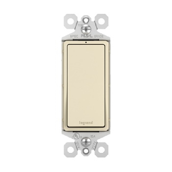 Radiant Decorator Switch, Legrand, 15 A, 120/277 V, 3-Way, Thermoplastic Housing Material, Light Almond - 2