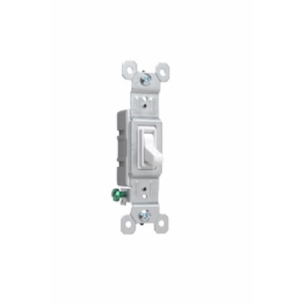660WGCP8 Toggle Switch, 15 A, 120 VAC, Side Wire Terminal, Thermoplastic Housing Material, White