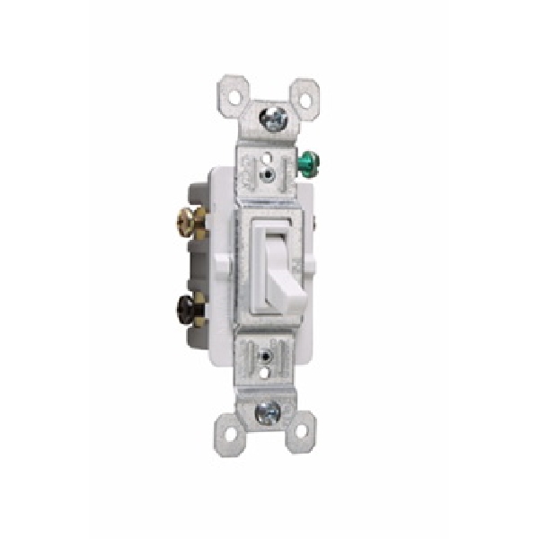663WGTU Toggle Switch, 15 A, 120 VAC, 3 -Position, Side Wire Terminal, White