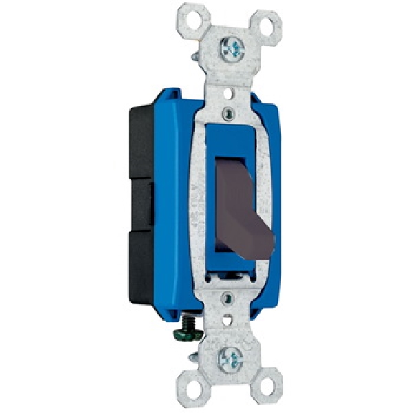 Commercial Toggle-Grade Switch, Pass & Seymour, 15 A, 120/277 VAC, Side Wire Terminal, Black - 1