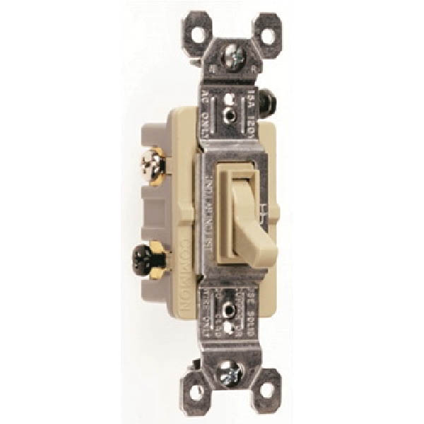 Legrand 663IGTU Toggle Switch, 3-Pole, 15 A, 120 VAC, Push Wire, Side Wire Terminal, Ivory