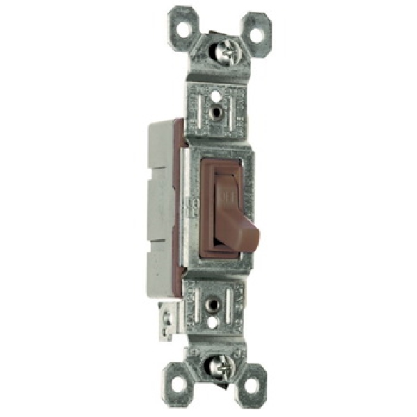 660GUCC18 Toggle Switch, 15 A, 120 VAC, Side Wire Terminal, Thermoplastic Housing Material, Brown
