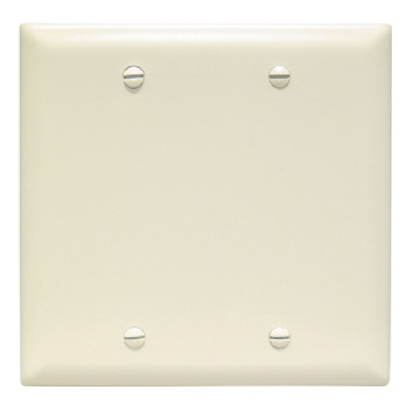 TP23LACC12 Blank Wallplate, 4.68 in L, 4-3/4 in W, 0.07 in Thick, 2 -Gang, Nylon, Light Almond