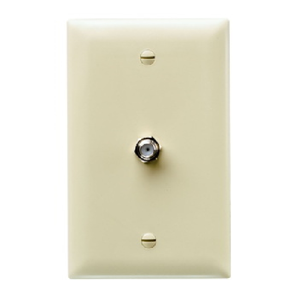 TradeMaster TP TPCATVICC12 Wallplate, 3/4 in L, 4 in W, 1 -Gang, 1 -Port, Thermoplastic, Ivory