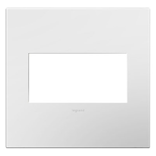 adorne Series AWP2GWH4 Switch Wallplate, 5.13 in L, 5.29 in W, 2-Gang, Plastic, White, Gloss