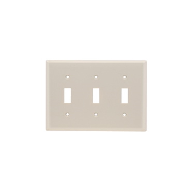 TradeMaster TP TP3LACC12 Wallplate, 4.6875 in L, 6.563 in W, 3 -Gang, Plastic, Light Almond