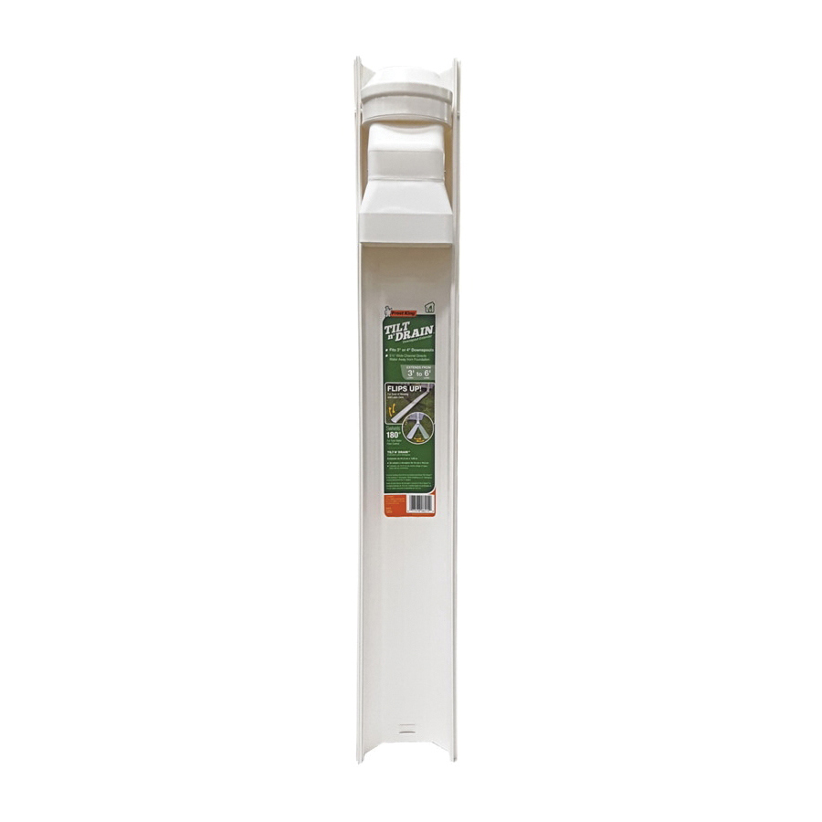 GWS3W Pallet Downspout Extender, 6 ft L Extended, Plastic, White, For: 2 x 3 in and 3 x 4 in Downspouts